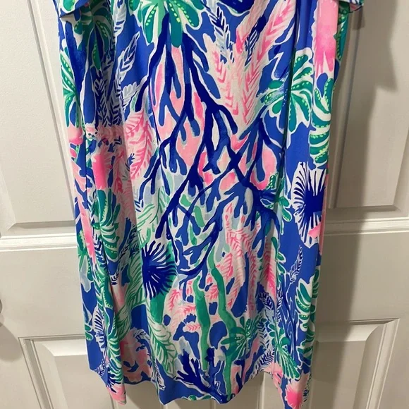 NWOT Lilly Pulitzer Esmeralda Jet Stream Blue Floral Ruffle Sleeve Shift Dress - Picture 7 of 12